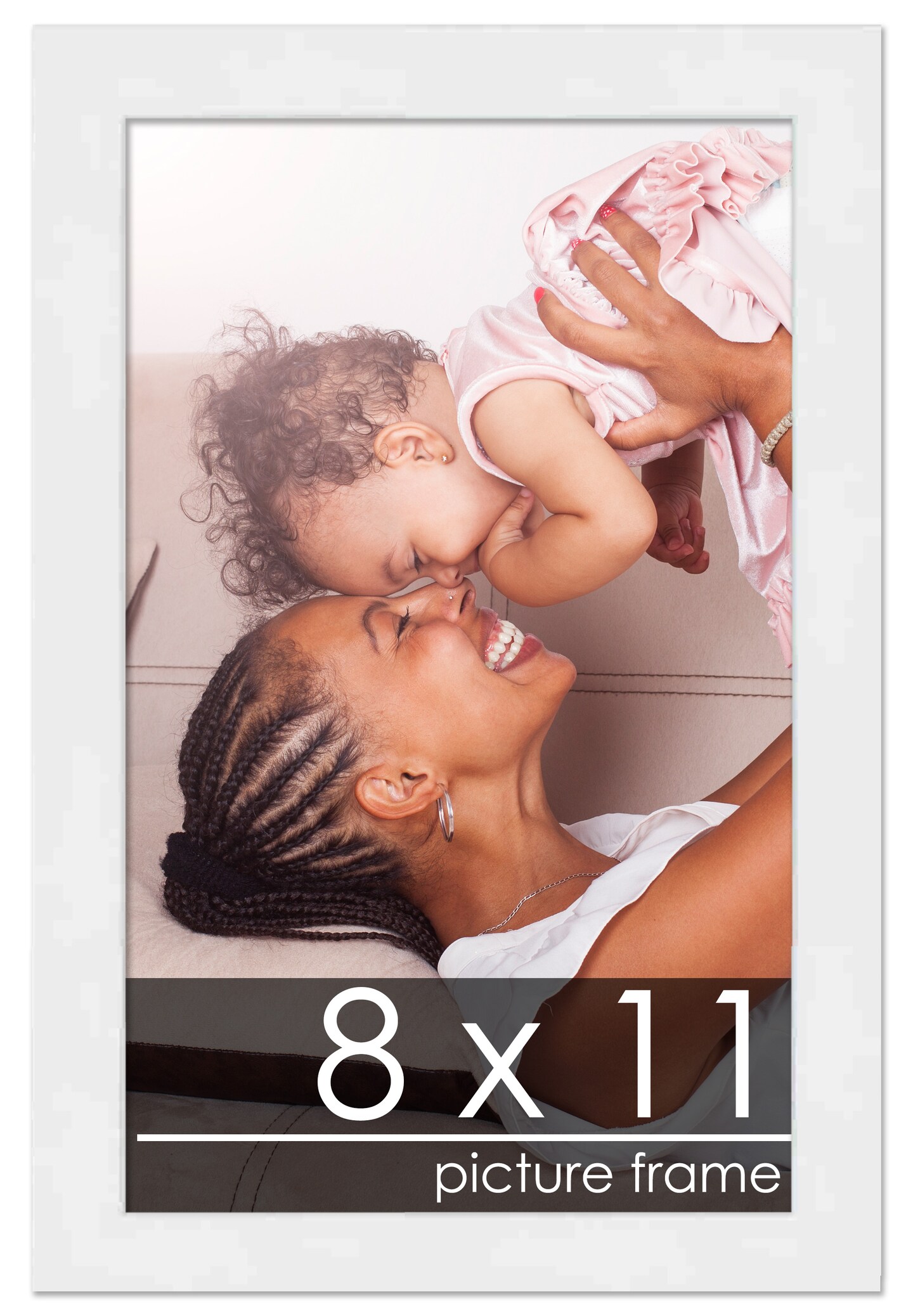 8x11 White Wood Picture Frame - UV Acrylic, Foam Board Backing, Hanging Hardware