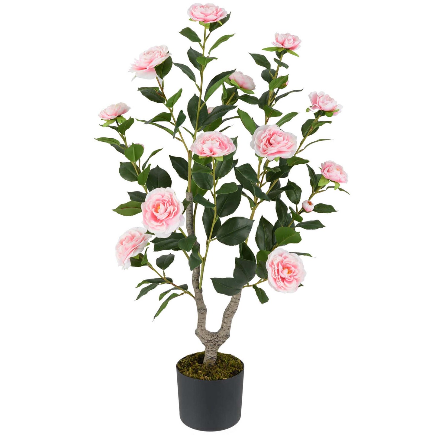 Costway 1/2 PCS 36" Artificial Camellia Tree Fake Potted Tree Greenery Floral Plant Modern Orange/White/Pink