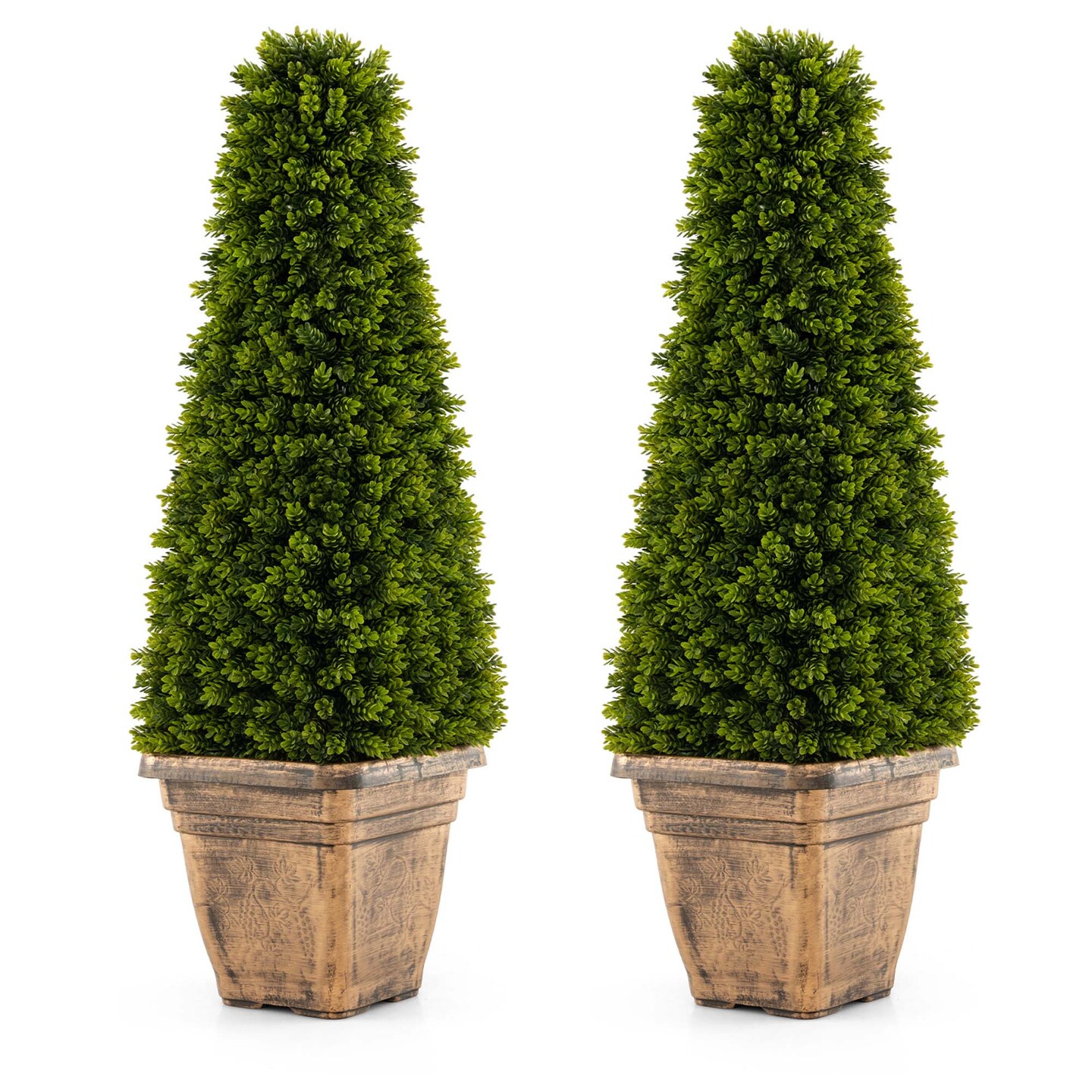 Costway 3 FT Artificial Boxwood Topiary Tree Potted Fake Tree Indoor &#x26; Outdoor Faux Tree