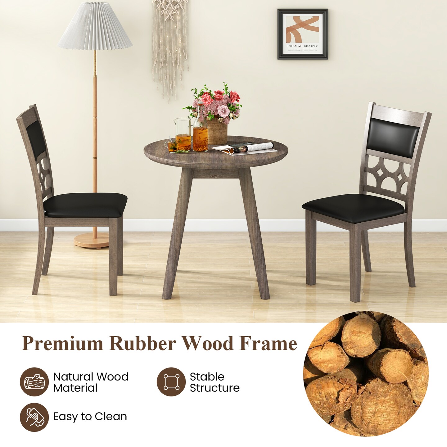 Costway Upholstered Dining Chair Set of 2/4 Armless Chair with Padded Backrest & Seat