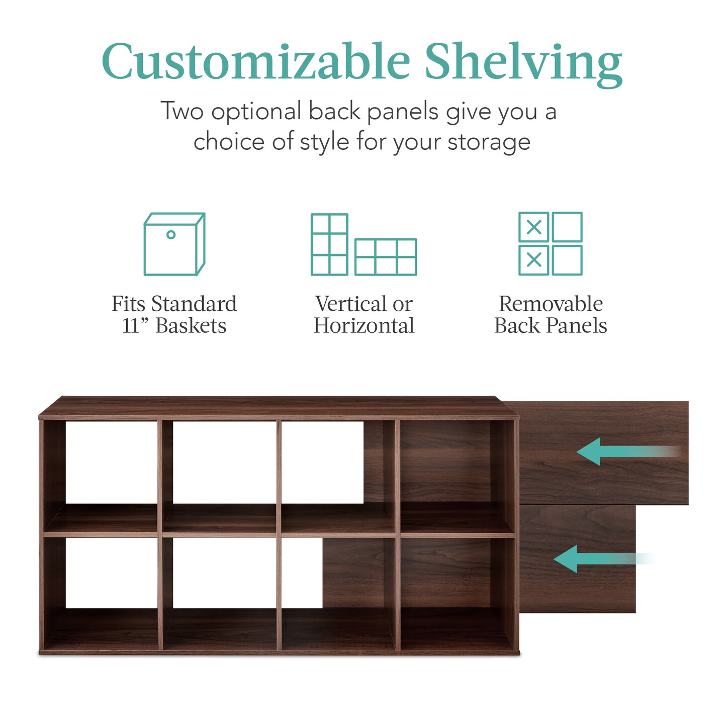 Best Choice Products 8-Cube Bookshelf, 11in Display Storage System, Organizer w/ Removable Back Panels