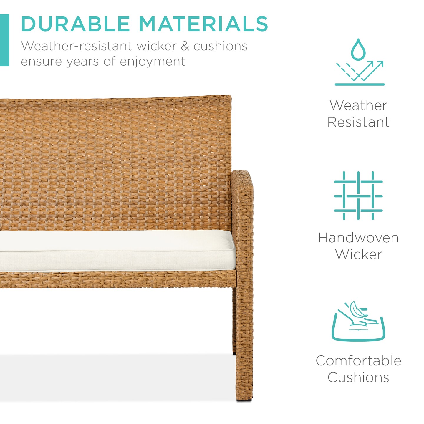 Best Choice Products 4-Piece Outdoor Wicker Patio Conversation Furniture Set w/ Table, Cushions