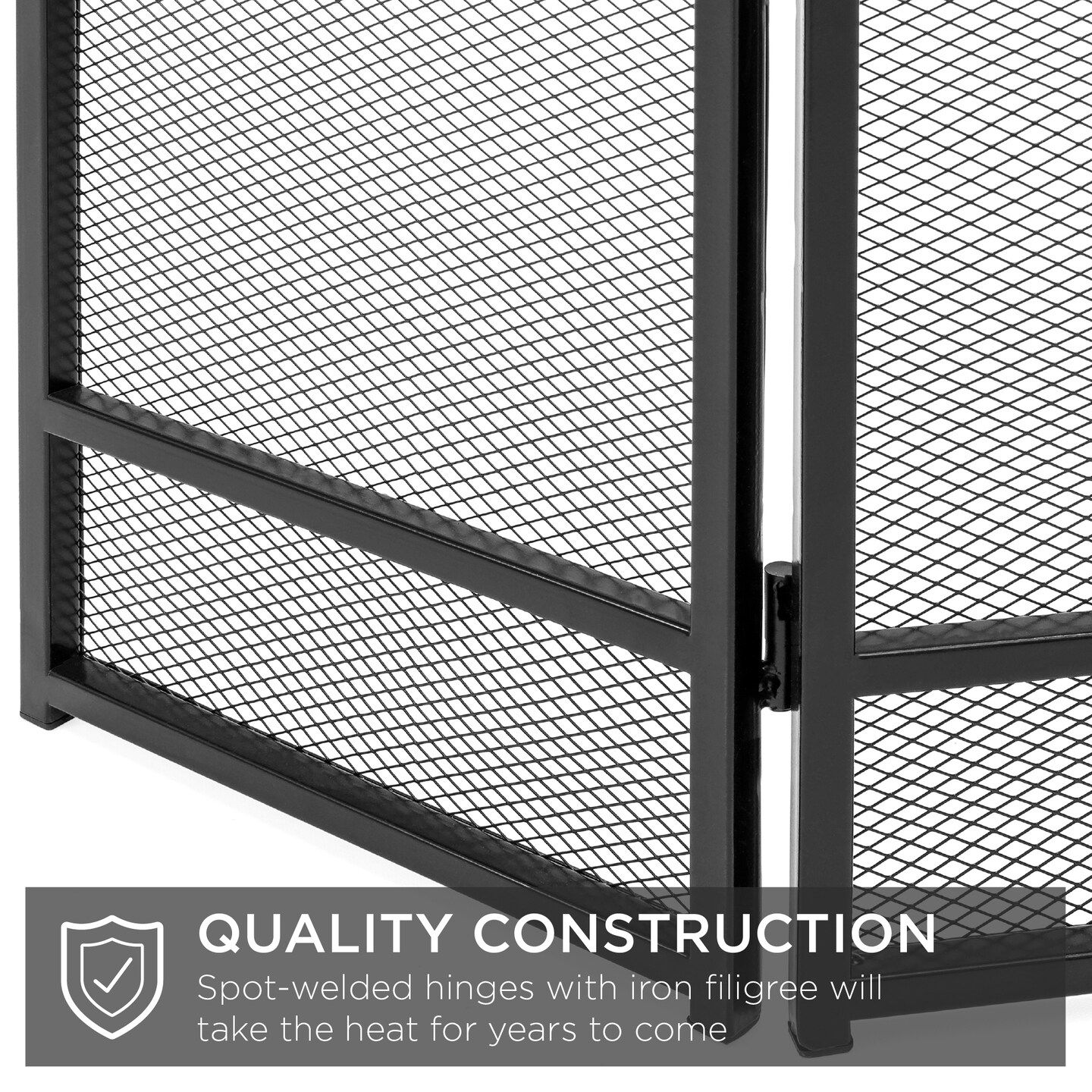 Best Choice Products 47.5x27.25in 3-Panel Steel Mesh Fireplace Screen, Spark Guard w/ Rustic Worn Finish