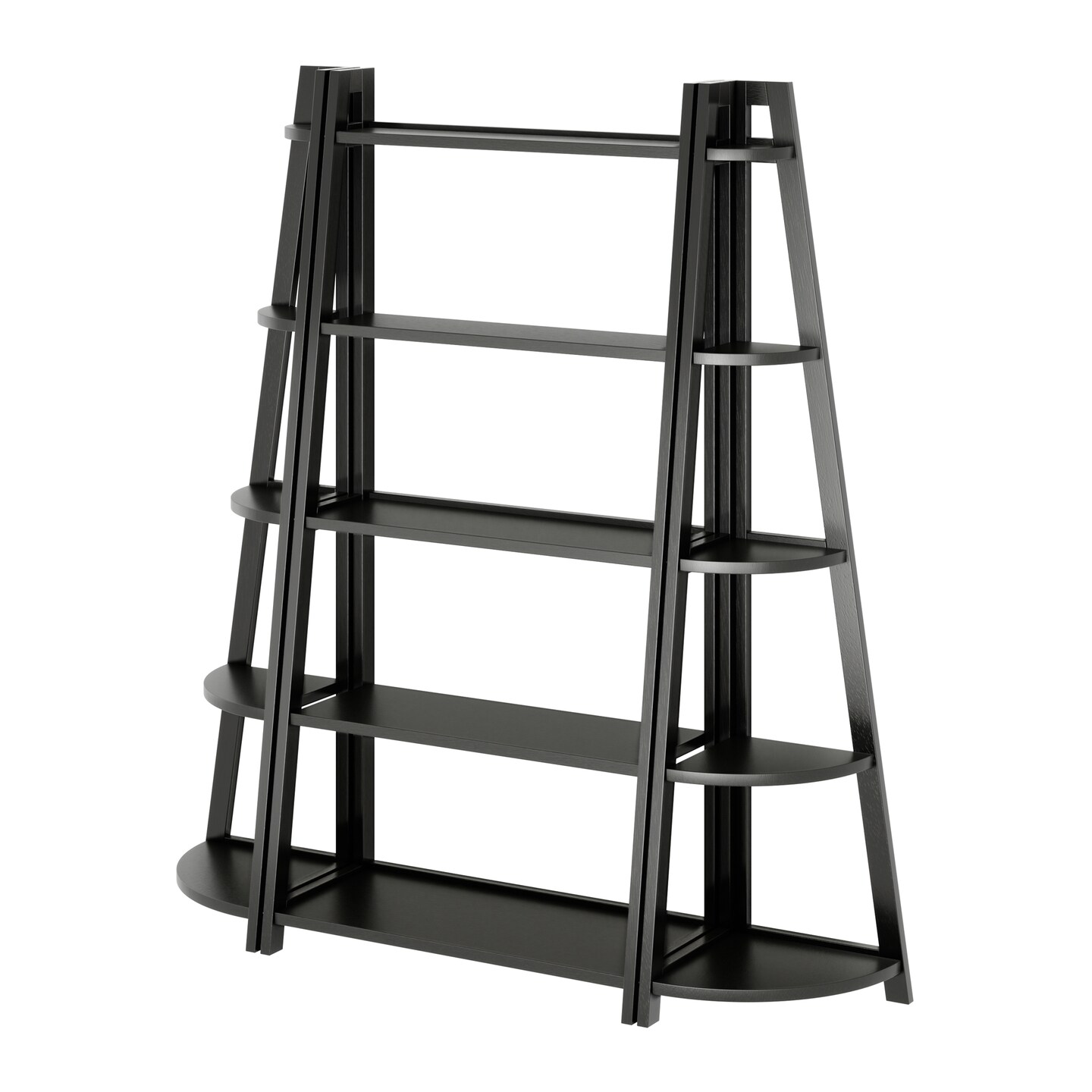 Contemporary Home Living 3-Piece Wooden 5-Tier A-Frame Ladder Shelves - 58" - Black