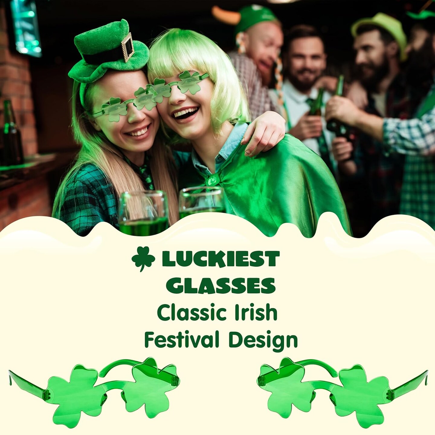 12 Pairs St. Patricks Day Shamrock Sunglasses, Shamrock Glasses Clover Eyewear, St Patrick Accessory Party Favor Supply