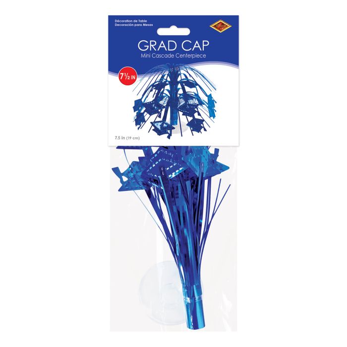 12 Pack Beistle Blue Grad Cap Mini Cascade Centerpiece
