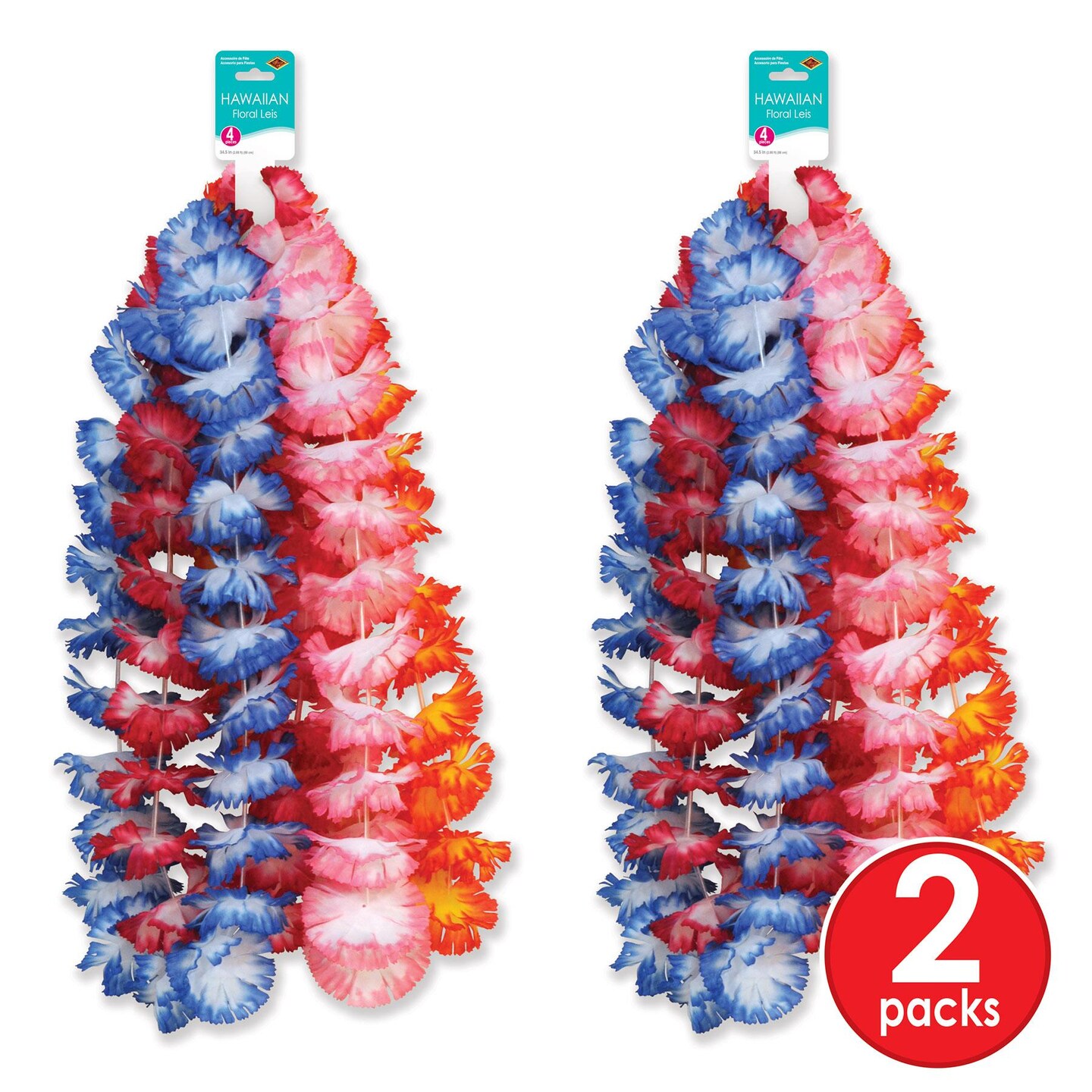 6 Pack Beistle Luau Party Hawaiian Floral Leis