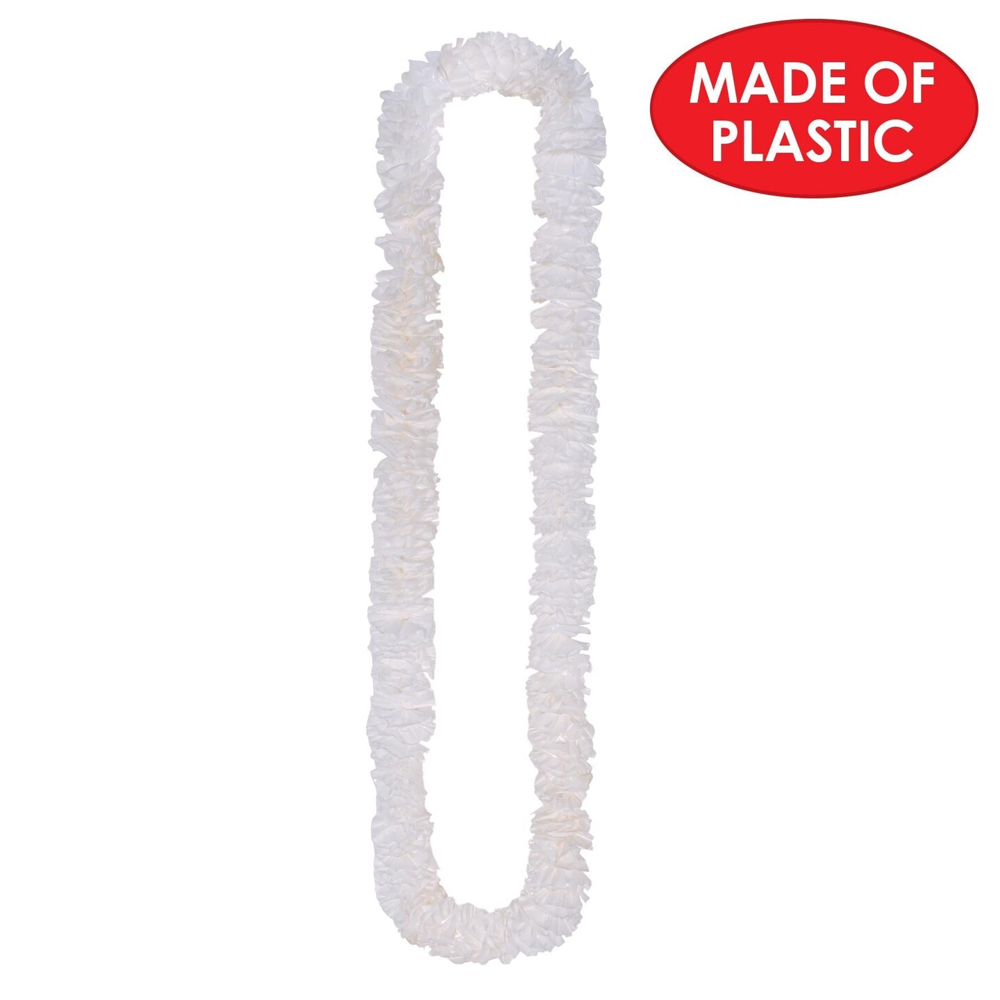 50 Pack Beistle Luau Party White Soft-Twist Poly Leis with Labeled Box
