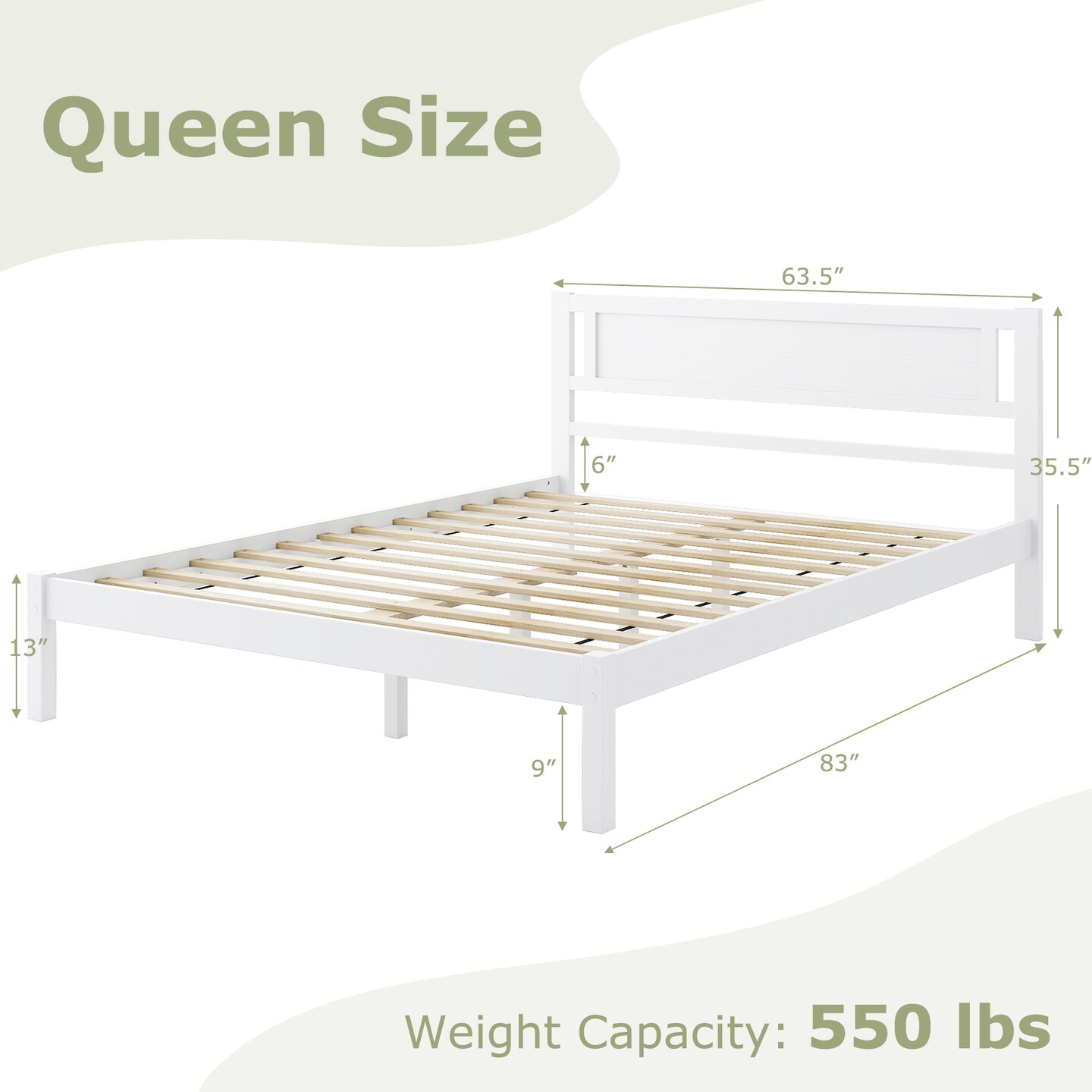 Platform Bed Frame with Headboard and Wooden Slats Support Perfect for Dorms