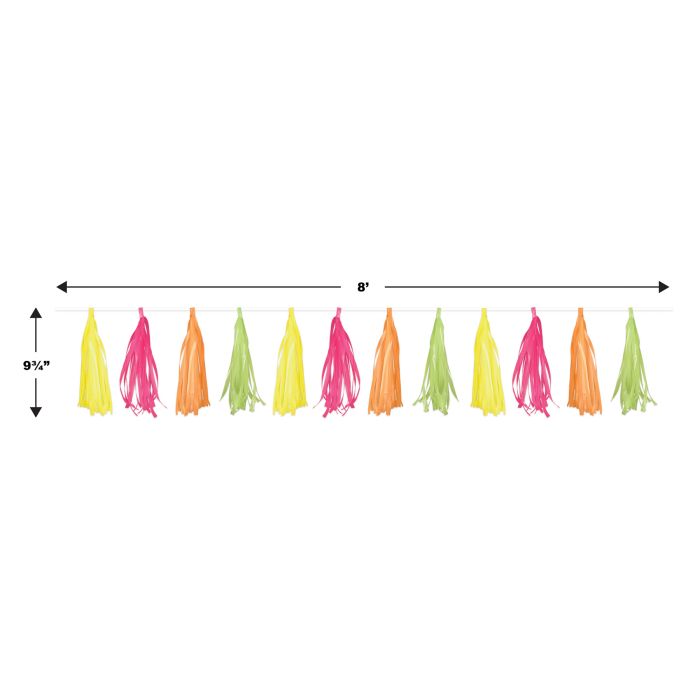12 Pack Beistle Neon Plastic 8ft Tassel Garland