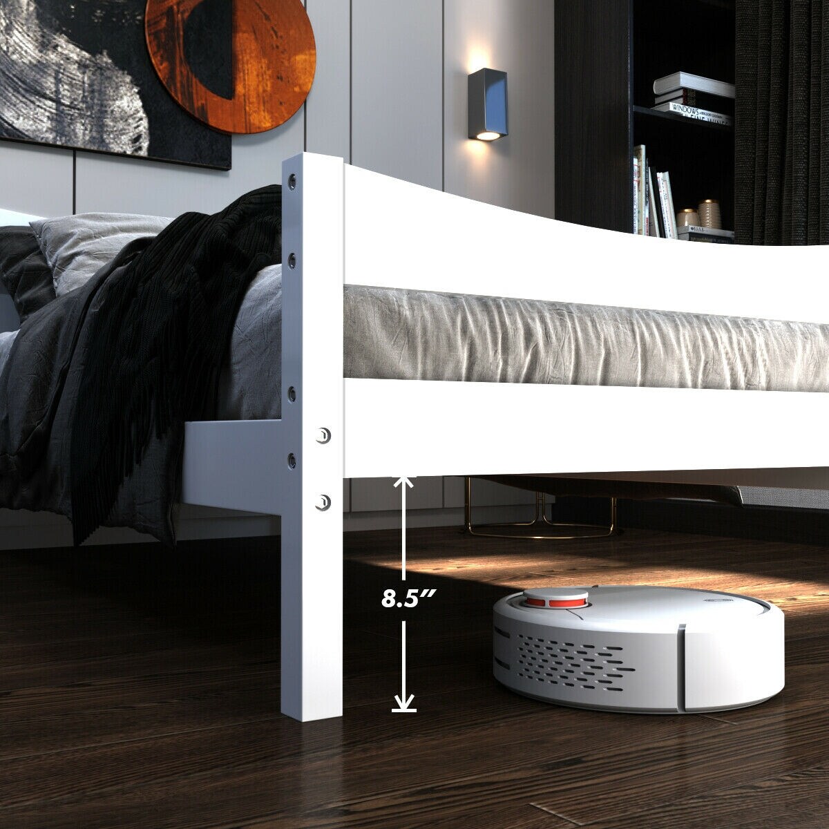 Pine Wood Twin Platform Bed with Headboard Footboard Under-bed Storage and Sturdy Slat Support