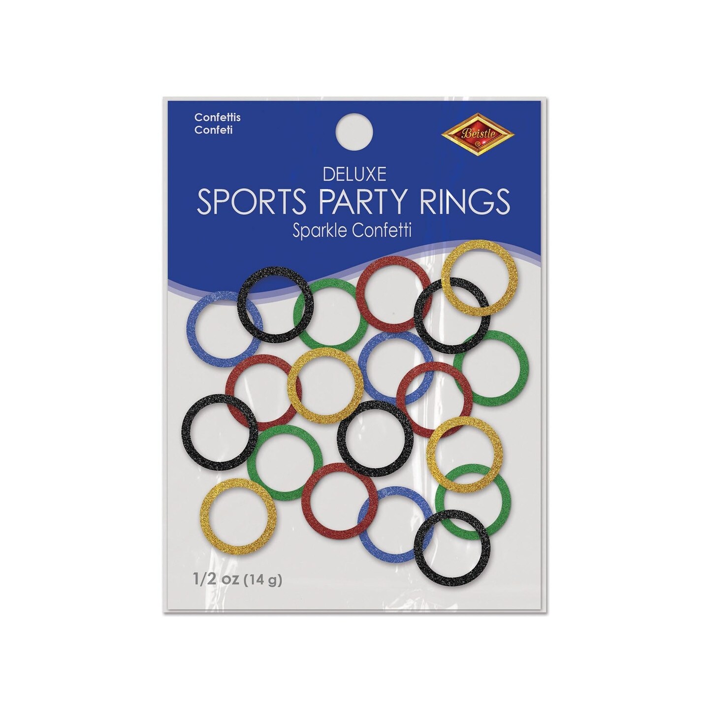 12 Pack Beistle Sports Party Rings Del Sparkle Confetti (0.5 Oz/Pkg)