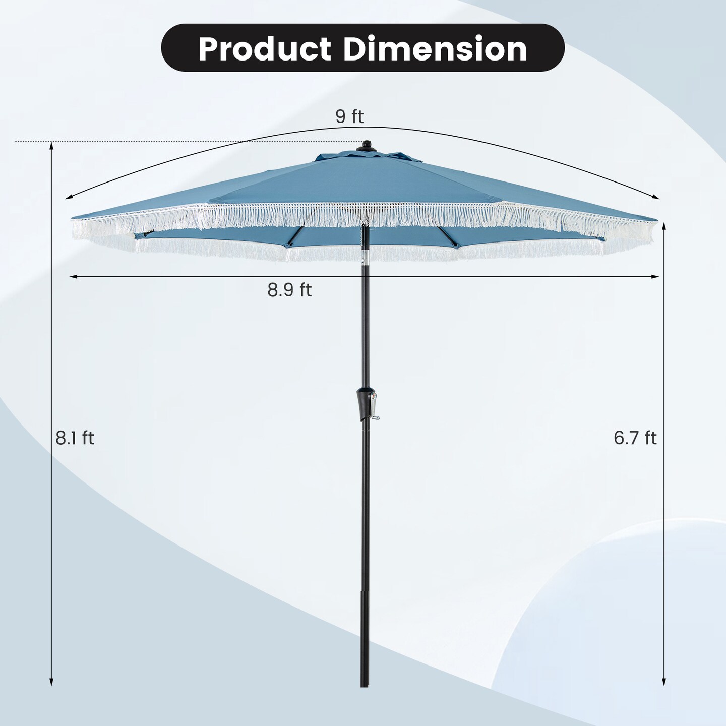 9 FT Patio Umbrella with UV-Resistant Fabric, Adjustable Tilt, and Easy Setup for Outdoor Garden, Pool, and Backyard