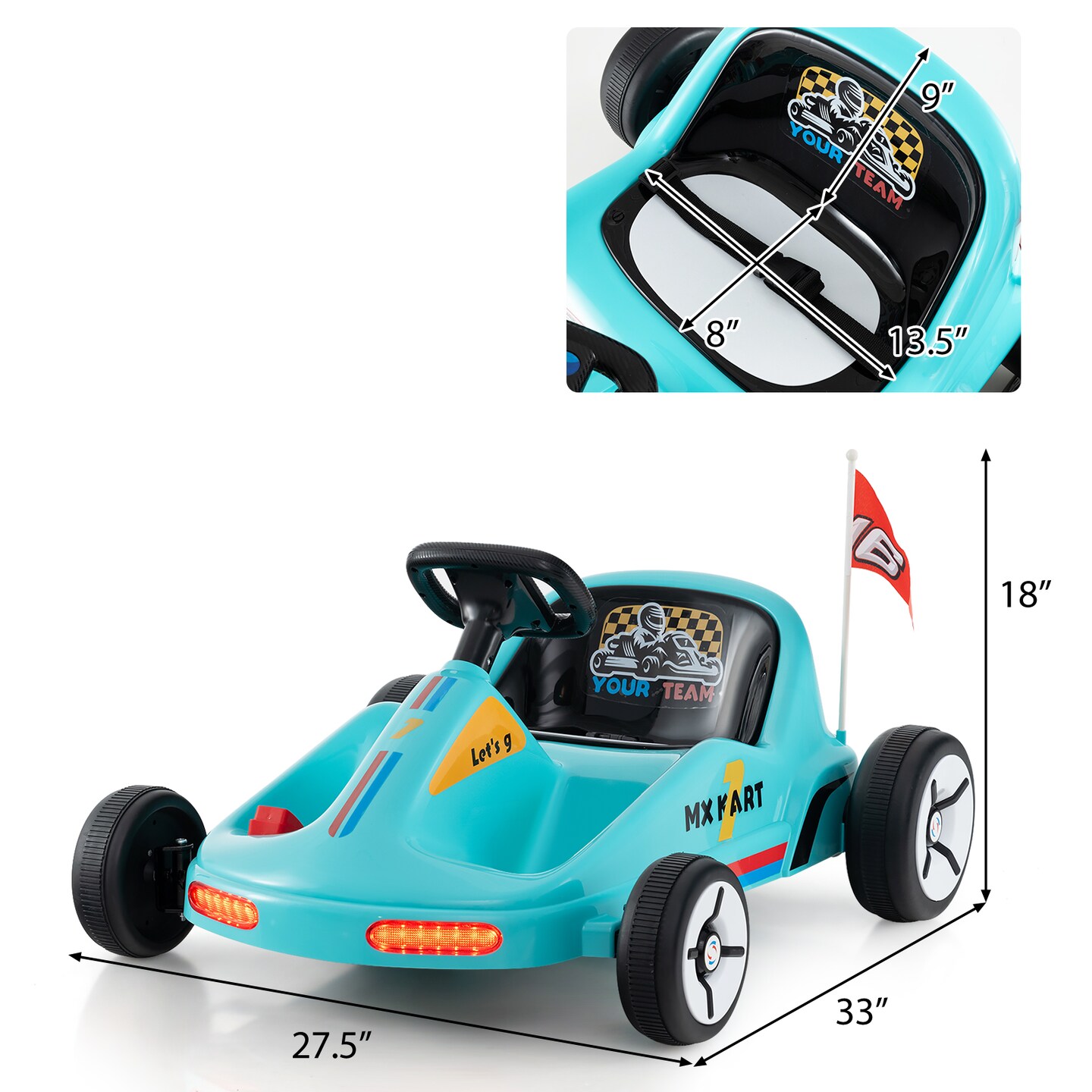 Electric 12V Kids Go Kart Race Toy with Remote Control &#x26; Music