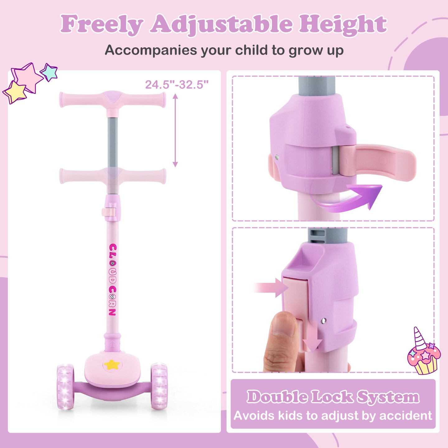 Folding Kids Scooter with Extra Wide Deck, LED Lighted PU Wheels, and Smooth Ride Features