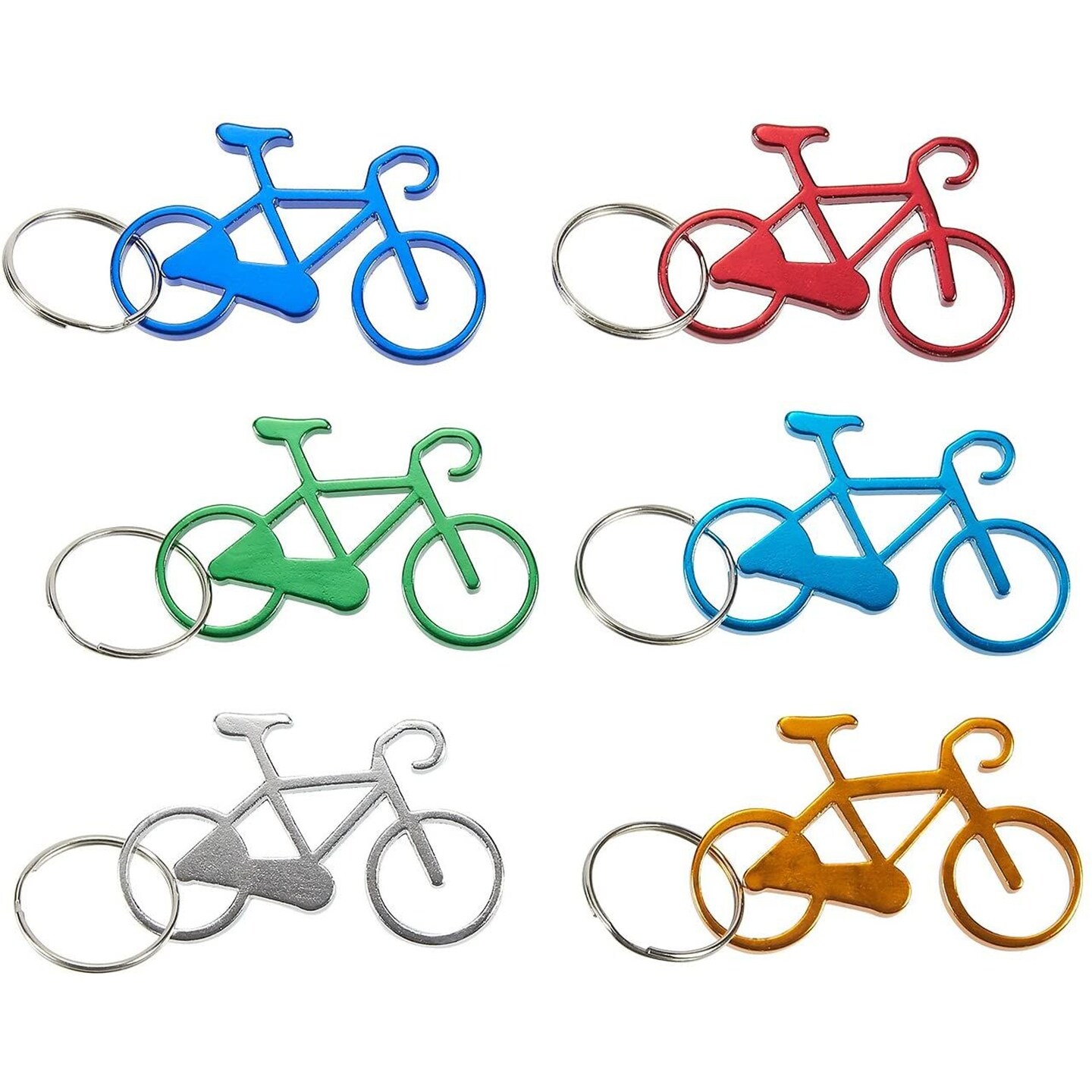 Juvale Keychain Bottle Opener - 12-Pack Bicycle Bike Portable Beer Bottle Metal Openers for Wedding Party Favor in 6 Colors