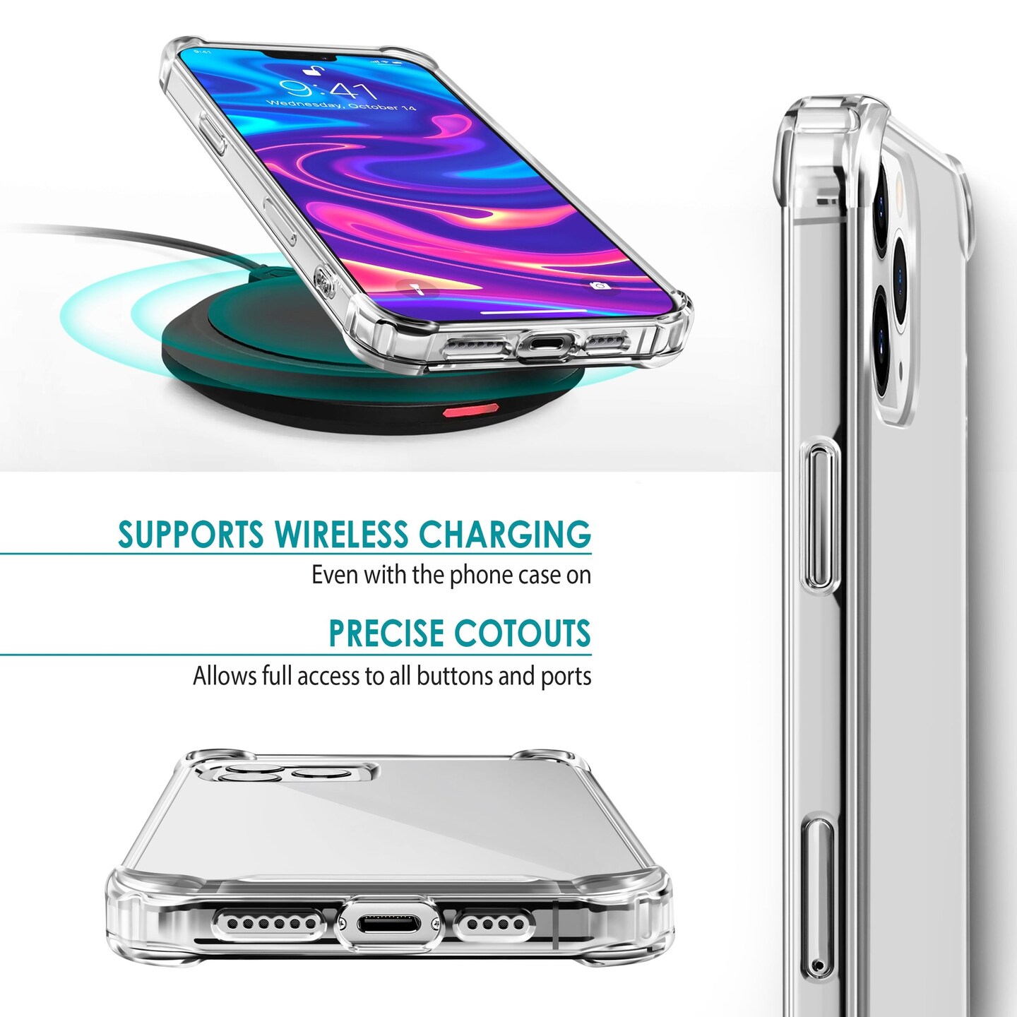 Crystal Clear Case For iPhone 12 Pro Max (6.7 inch), Shockproof TPU Bumper Shock-Absorbing Corners Protective Transparent Cover, by Insten