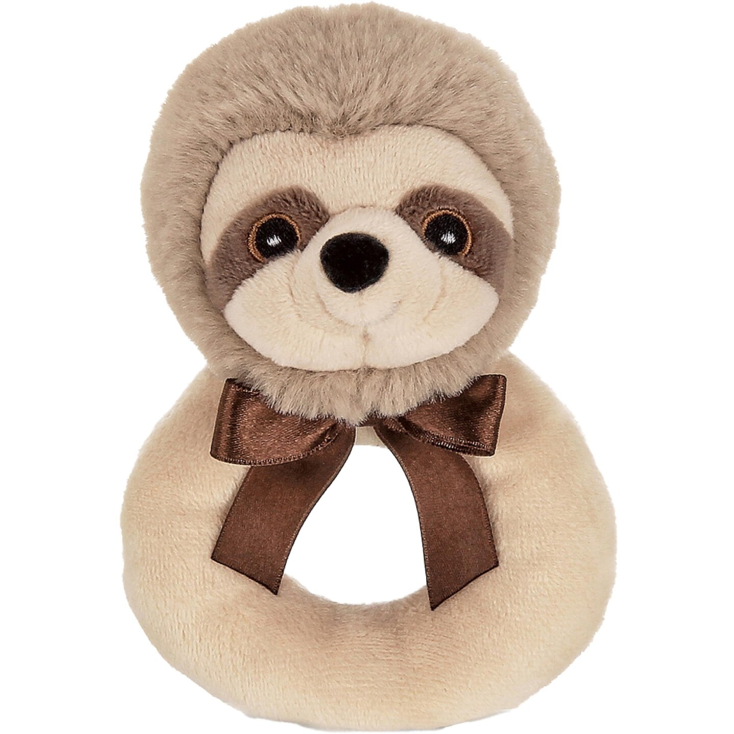 Bearington Baby Lil&#x2019; Speedster, 5.5 Inch Sloth Plush Stuffed Animal Soft Ring Rattle, Sloth Baby Stuff
