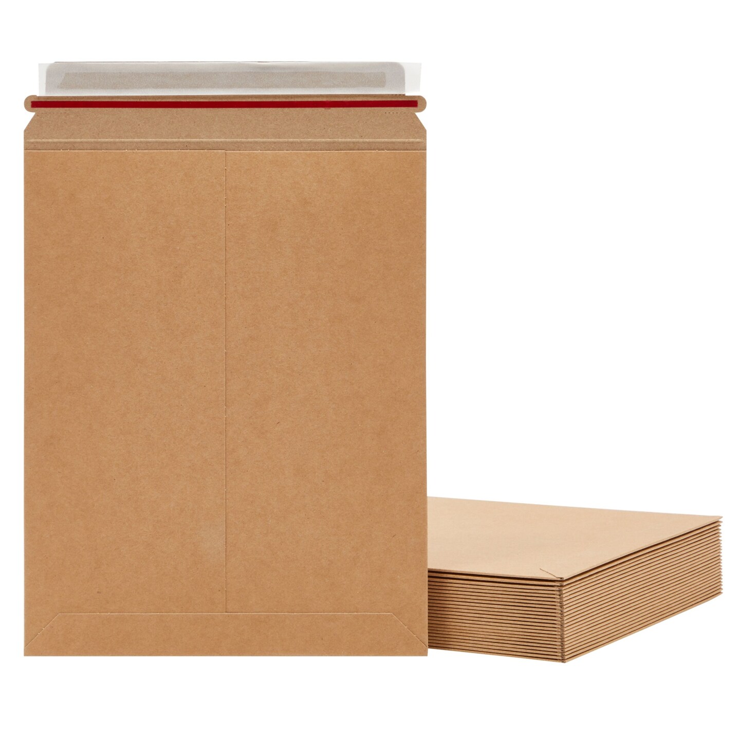 25-Pack Stay Flat Rigid Mailers 9x11.5 with Self Adhesive Seal, 450 gsm Sturdy Brown Cardboard Envelopes for Shipping Photos, Magazines, Comic Books, Art Prints, Documents, Collectibles