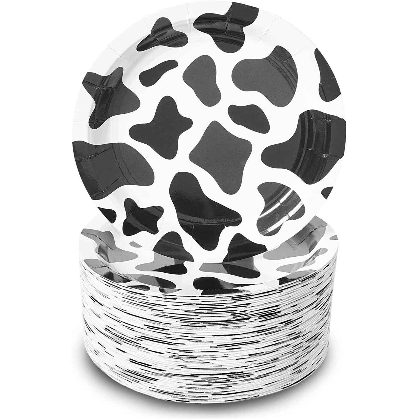 80-Pack Farm Animal Party Plates, Cow Birthday Supplies (7 in)