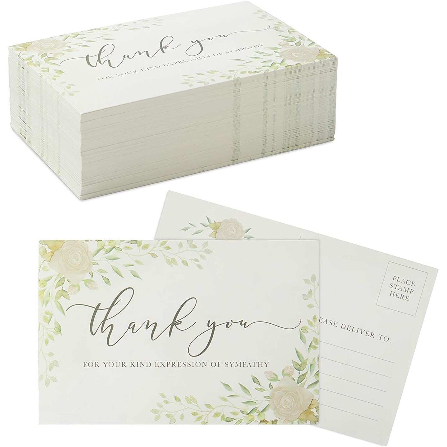 100-Count Thank You Cards for Funeral, Sympathy Blank Postcards, 4&#x22; x 6&#x22;