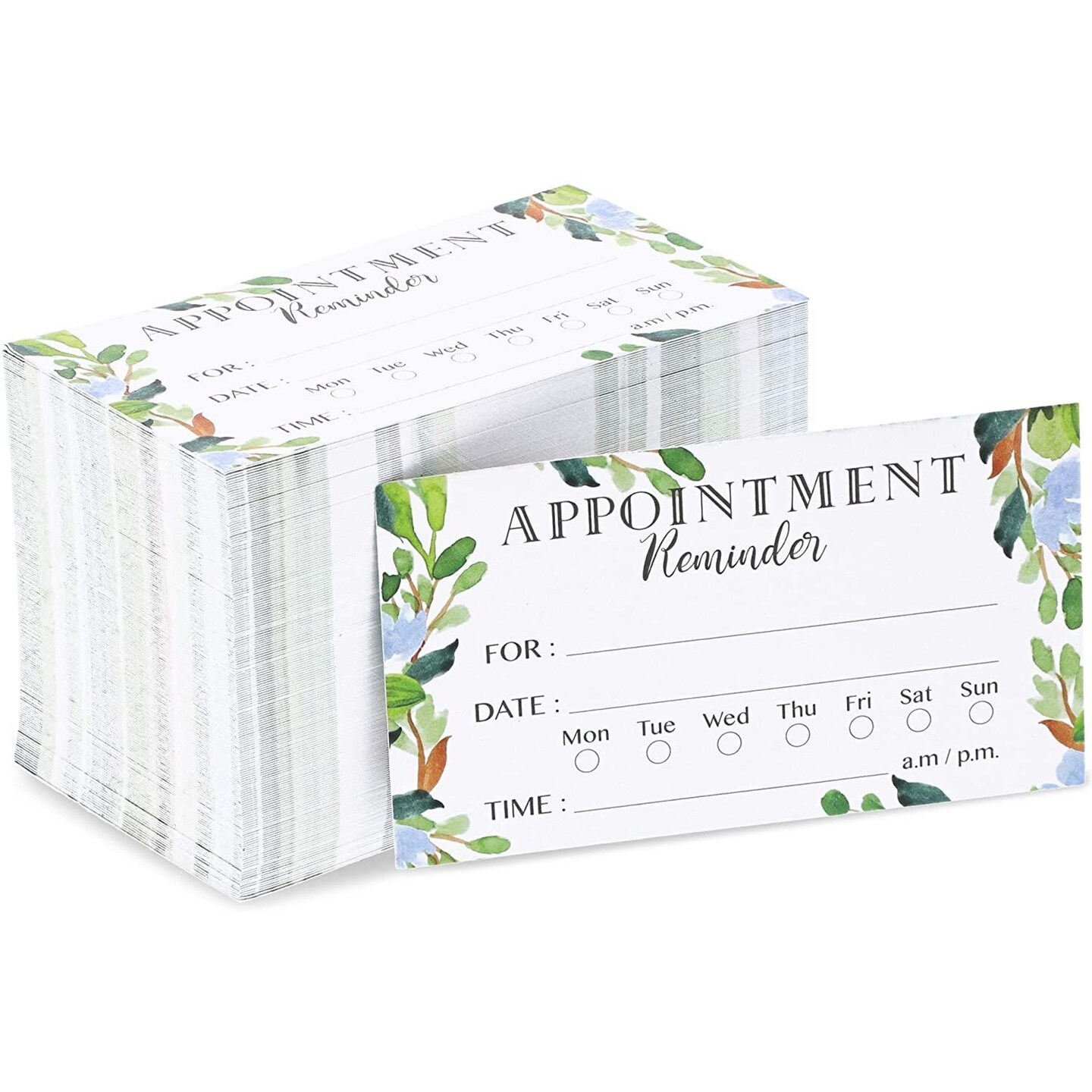 Paper Junkie 200 Pack Green Foliage Appointment Reminder Cards - Double-Sided Design Appointments Reminder Cards for Salons, Dentists, Doctors, Hair Stylists, and Therapists (3.5 x 2 in)