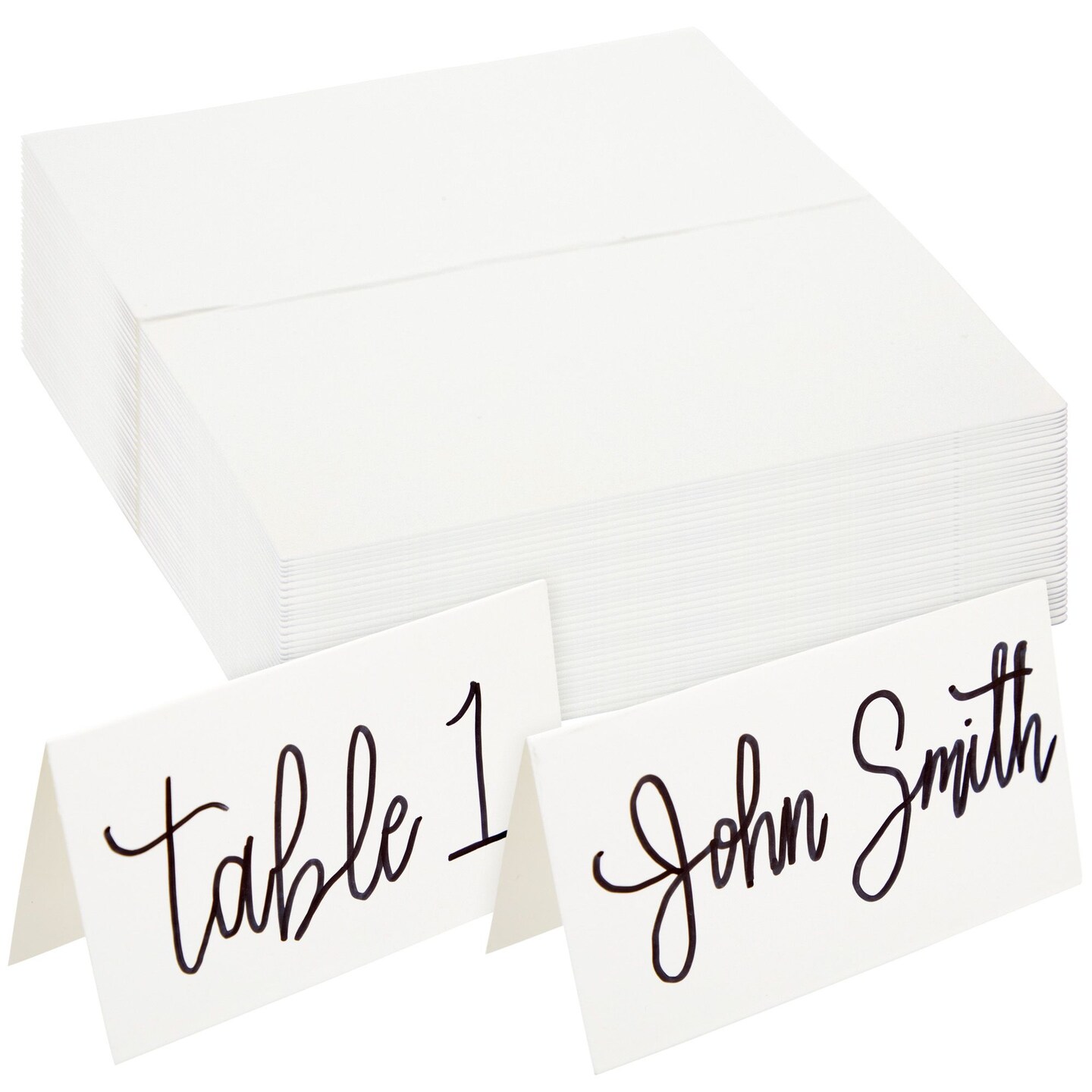 100 Pack Table Place Cards for Table Setting, Blank Name Note Cards for Wedding, Baby Shower, Events, Reserved Seating, White Seating Cards for Banquets (3.5 x 2 In)