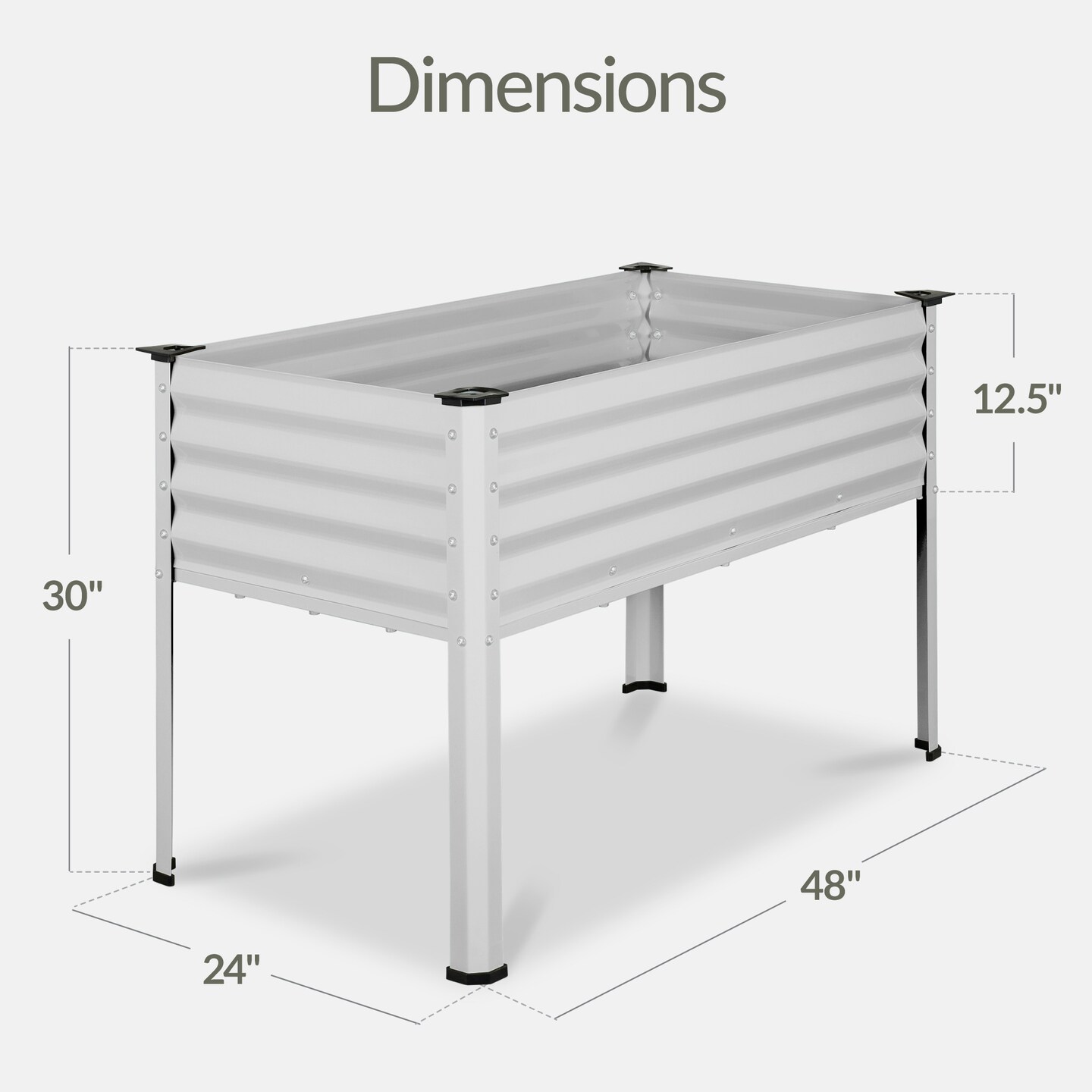 Best Choice Products 48x24x30in Elevated Galvanized Metal Garden Bed w/ Corner Protectors