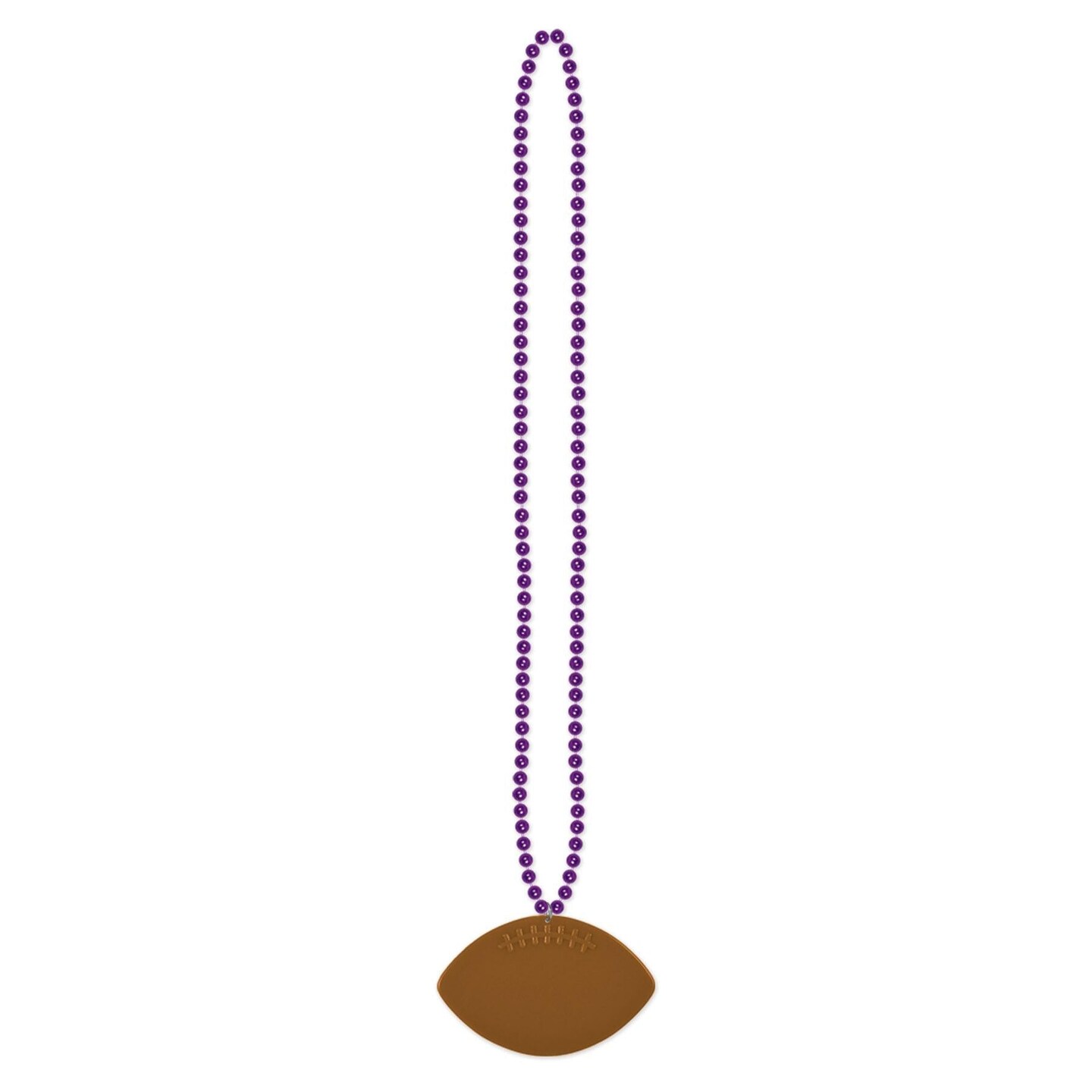12 Pack Bulk Purple Party Bead Necklaces with Football Medallion