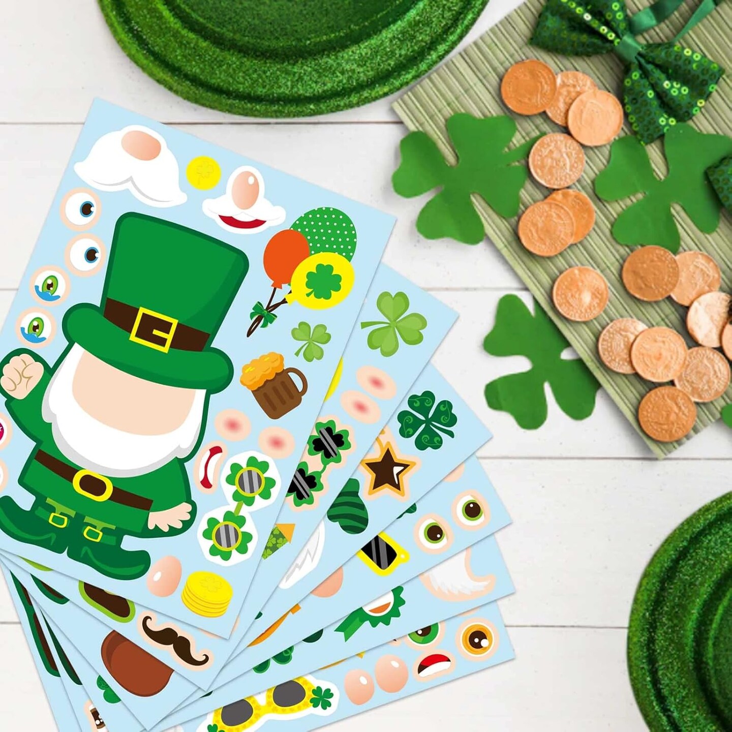36 Sheets St Patrick&#x27;s Day Stickers Make a face Sticker for Kids