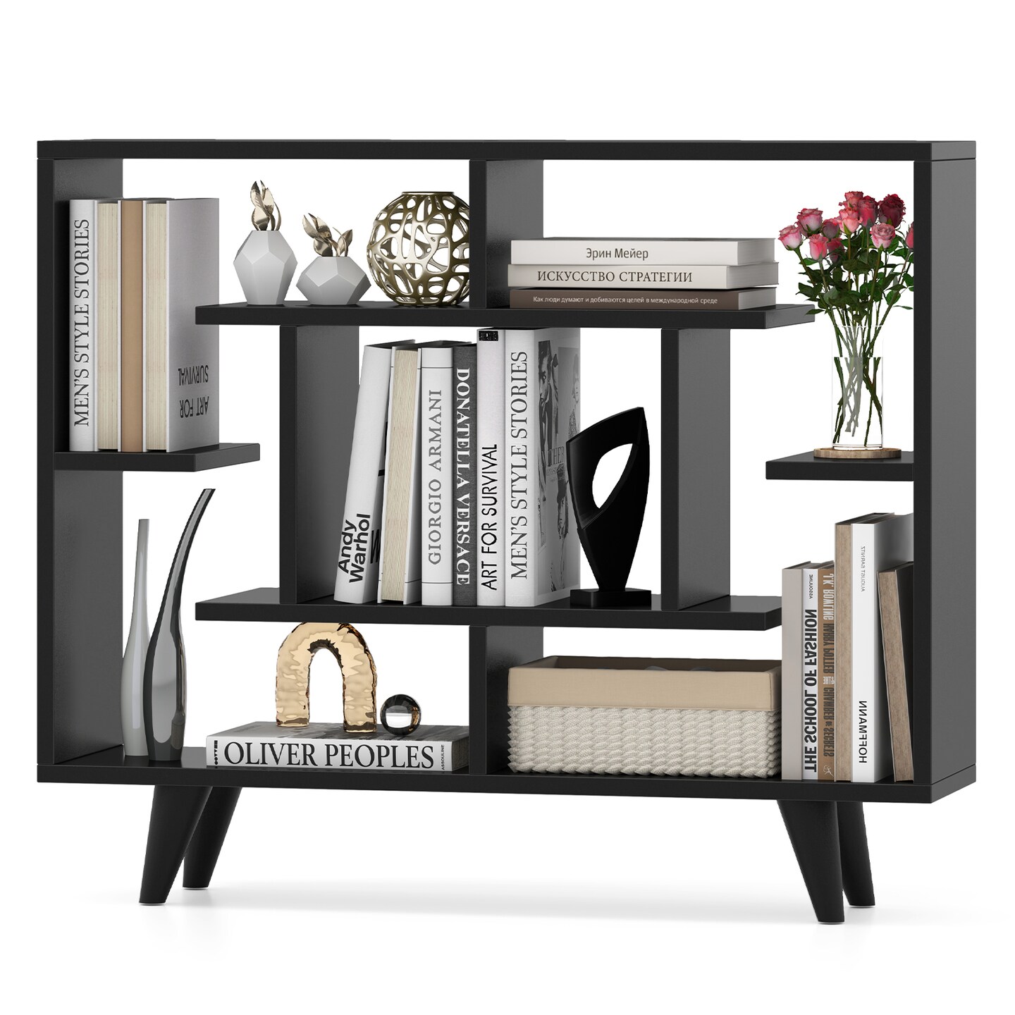 Geometric Bookcase with Anti-Tipping Kit and Storage Shelving Unit