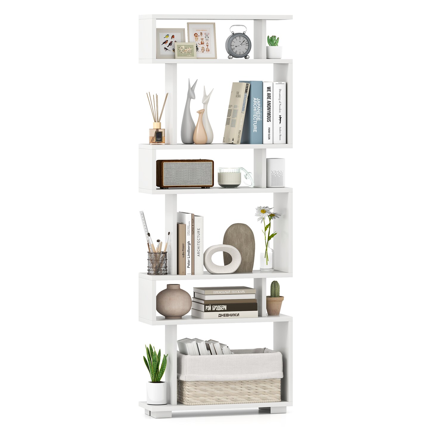 6-Tier Bookcase with Anti-Tipping Kit