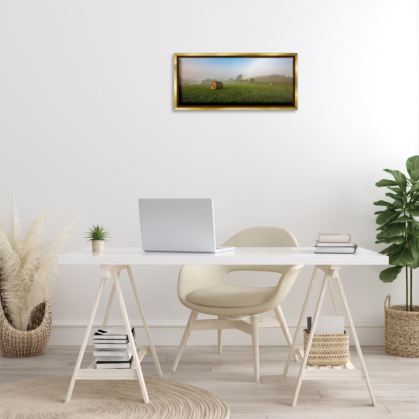 Stupell Industries Hay Bales Country Horizon Framed Floater Canvas Wall Art Design by Marty Hulsebos