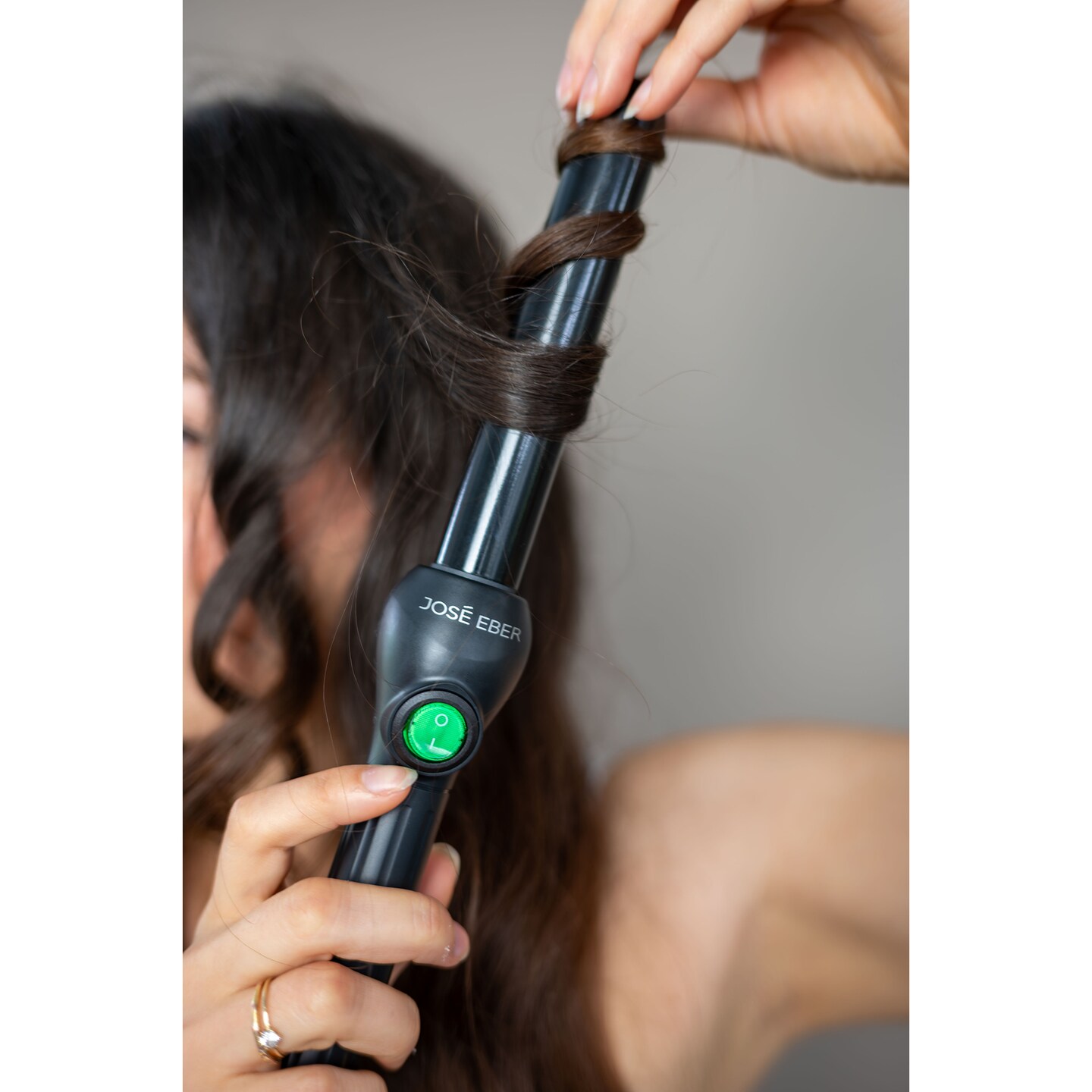 Jose Eber: Clipless Curling Iron 1&#x22; (25mm) - Black - Professional Tourmaline Ceramic Barrel, Wand Styling Tool, Ion Technology, Heat Resistant Glove