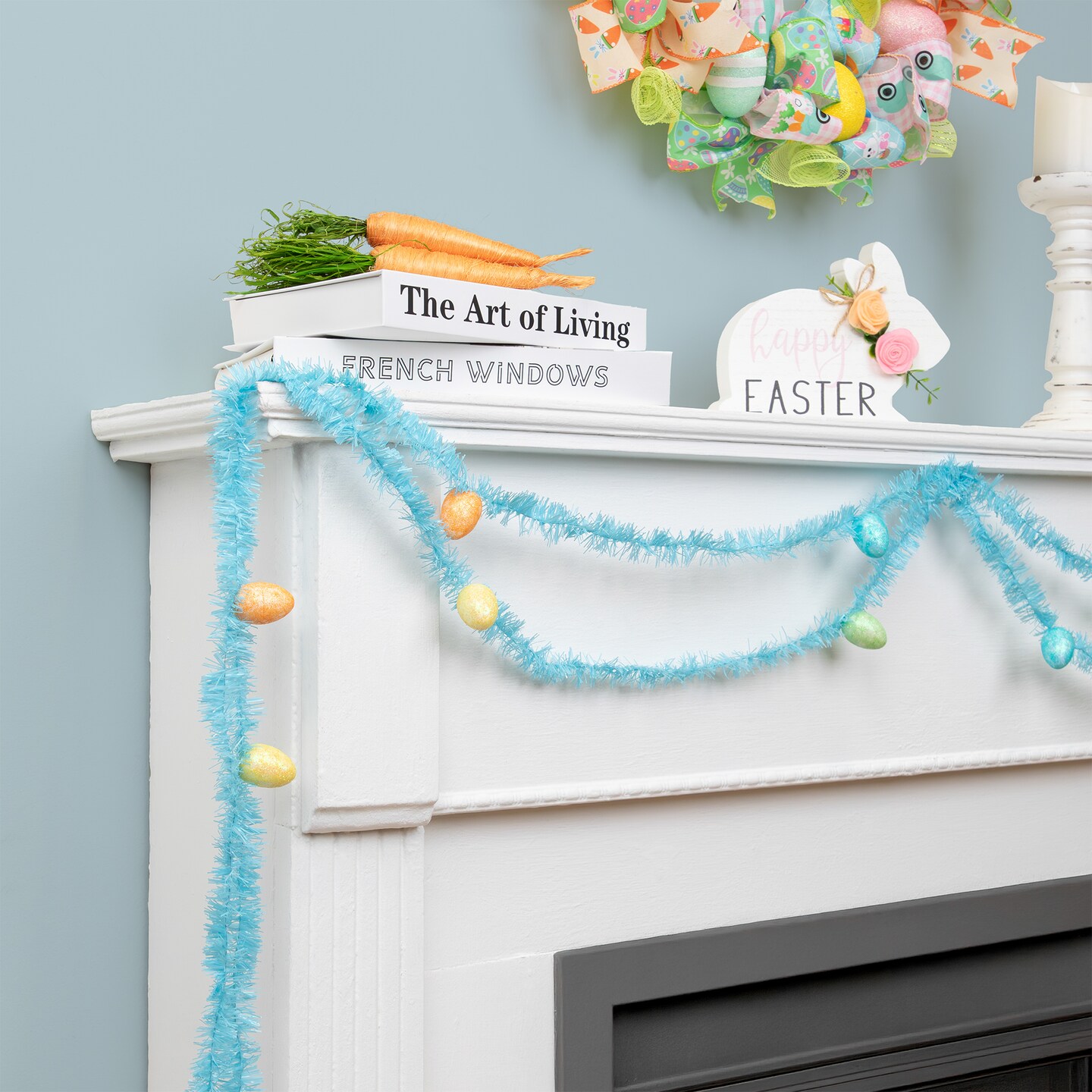 Northlight Tinsel Garland with Easter Eggs - 25&#x27; - Blue