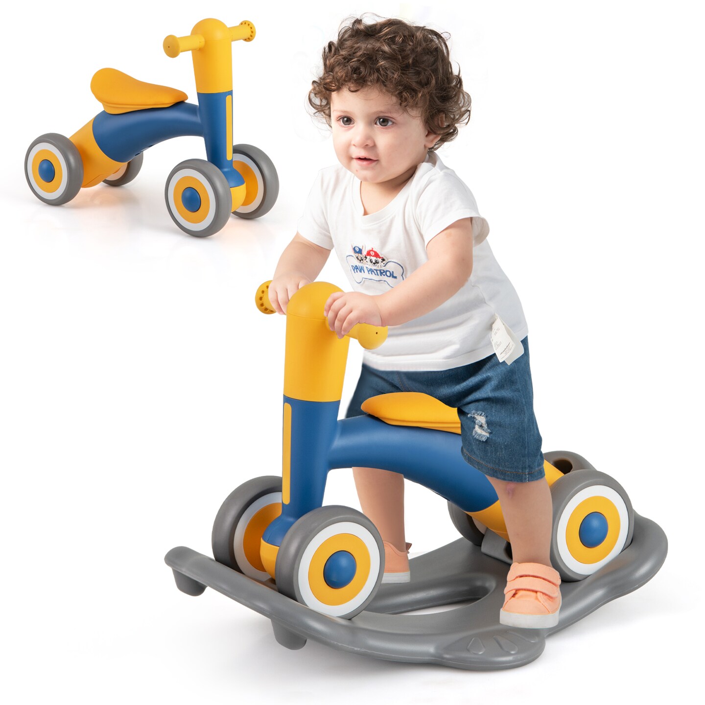 3-in-1 Kids Rocking Horse with Balance Board and Removable Seat - 16 L x 24 W x 18.5 H