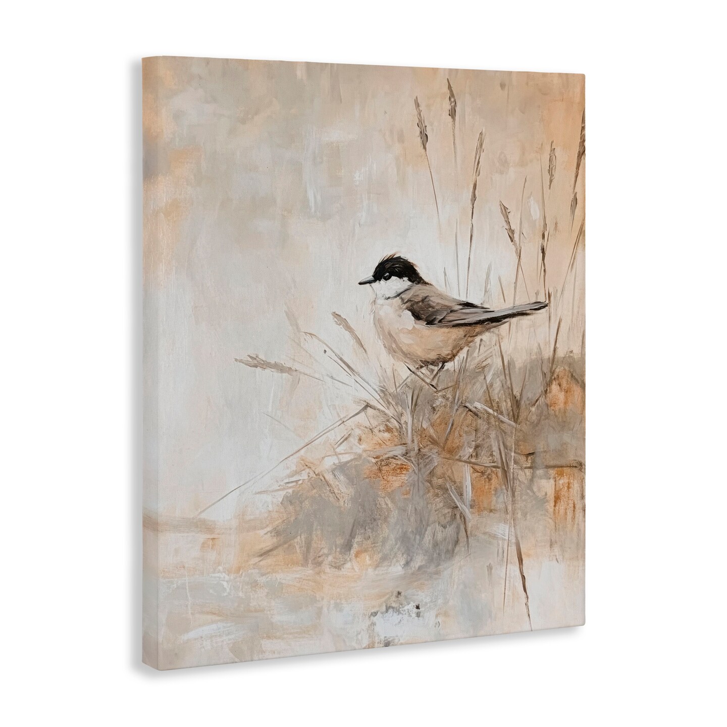 Stupell Industries Neutral Hued Chickadee Canvas, design by Petal Prints Design