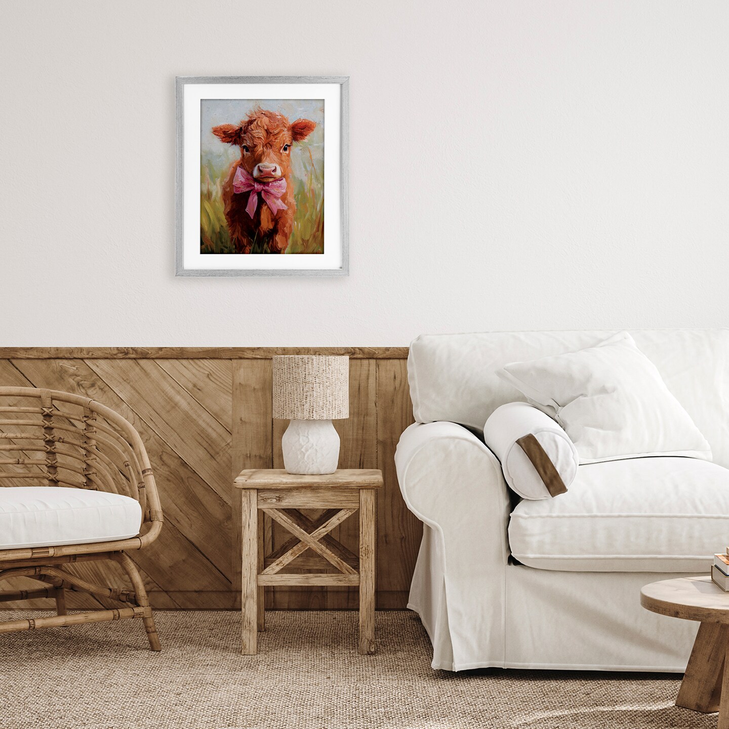 Stupell Industries Coquette Trotting Cow Framed Print Under Glass, design by Nina Blue