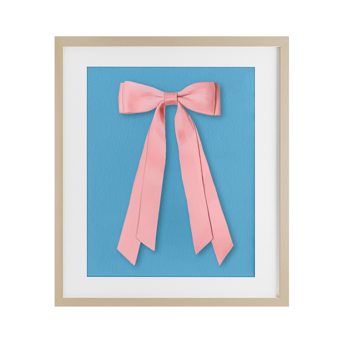 Stupell Industries Pink Satin Bow on Blue Framed Print Under Glass, design by Jilly Jack Designs