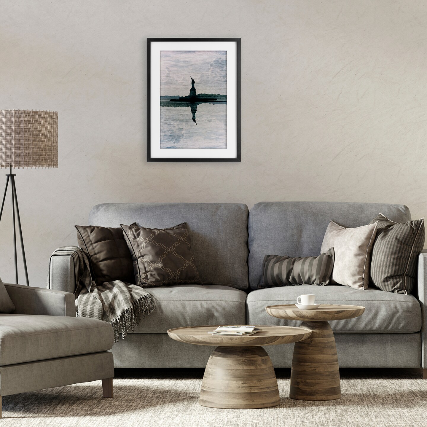 Stupell Industries Statue Of Liberty Reflection Framed Print Under Glass, design by Robin Vandenabeele