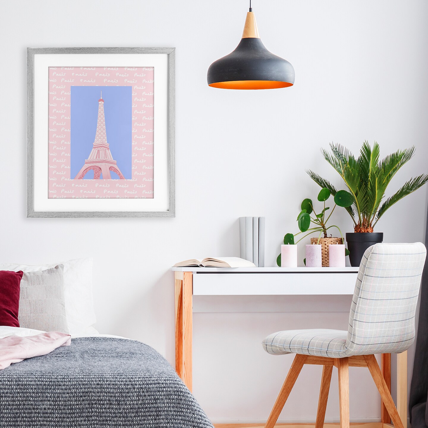 Stupell Industries Paris Pastel Eiffel Tower Framed Print Under Glass, design by Pooja Dave