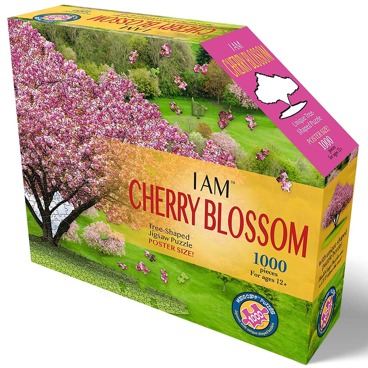 Madd Capp: I Am Cherry Blossom - 1000 Piece Tree Shaped Jigsaw Puzzle, 25x38" Finished Size, Includes Educational Fun Fact Booklet, Nature Puzzle