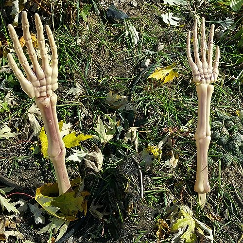 Creepy Hands Arms with Lawn Stakes, Realistic Skeleton Bones for Outdoor Party Yard Lawn Garden Graveyard Haunted House Decor