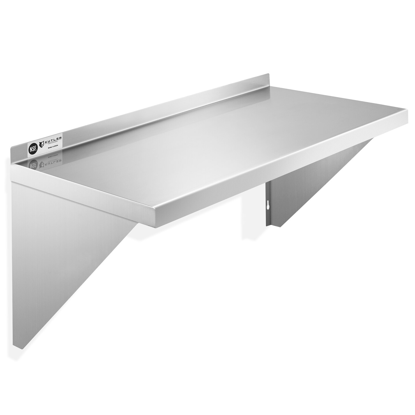 KUTLER Stainless Steel Shelf, NSF Commercial Wall Mount Shelves with Backsplash, Floating Metal Shelving for Restaurant, Kitchen, Home, Garage