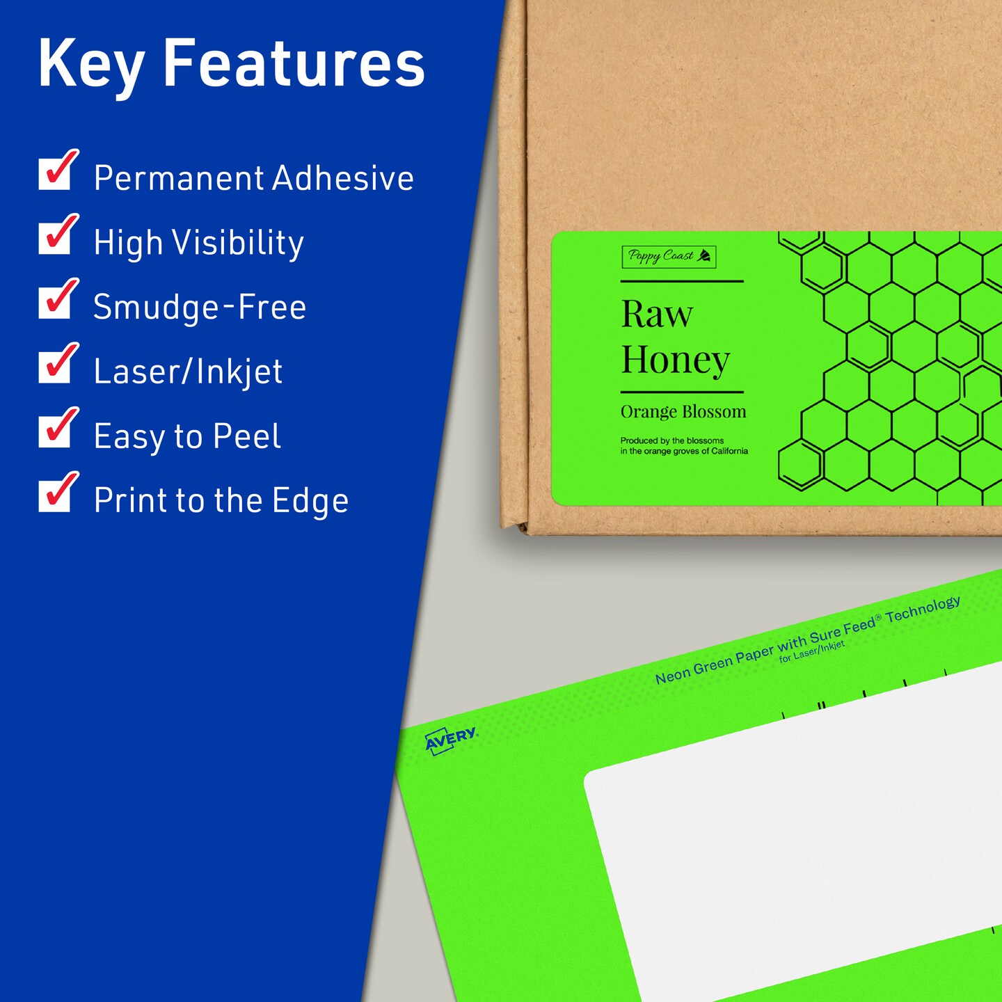 Avery Neon Green Paper Labels, 4&#x22; x 6&#x22; Rectangle