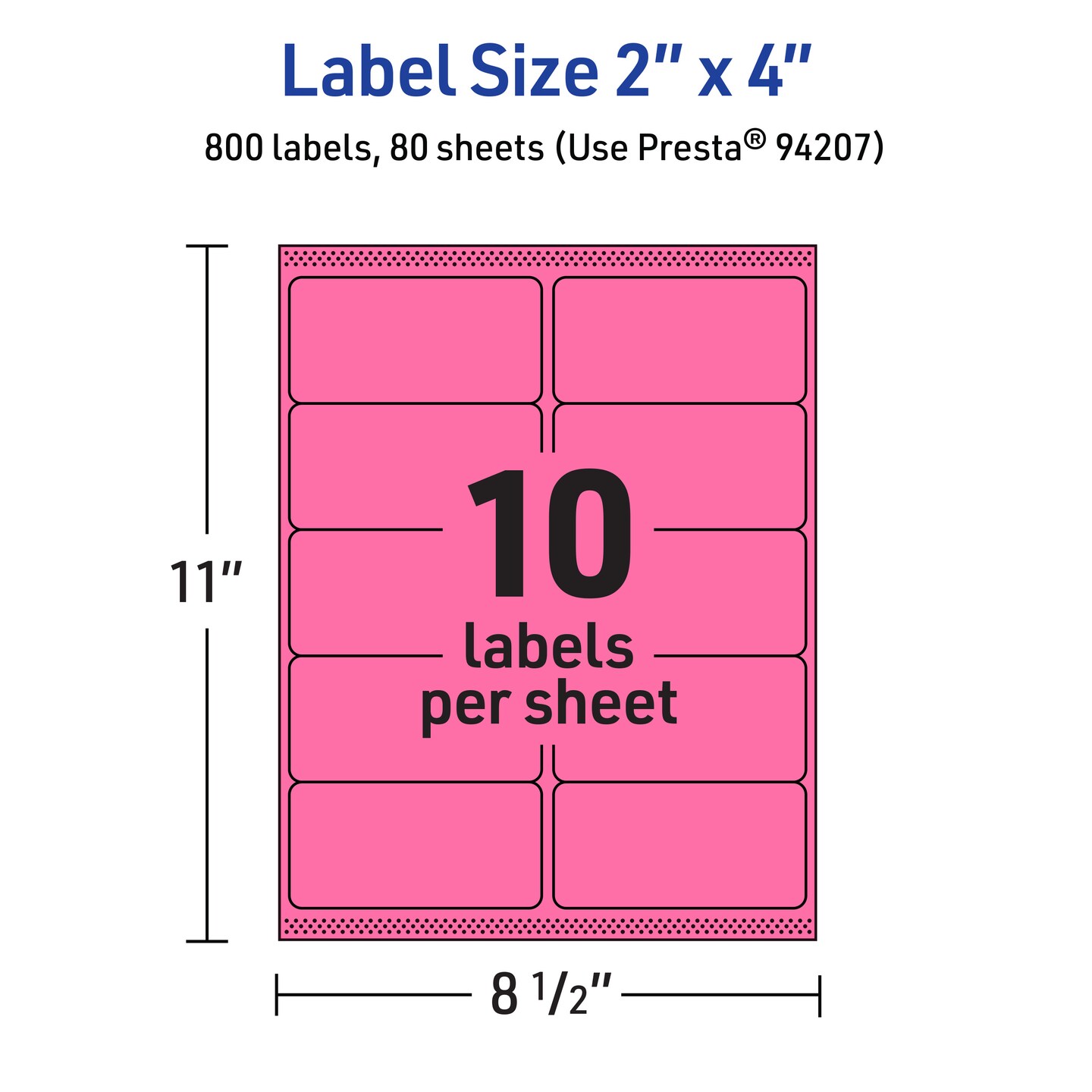 Avery Bright Pink Paper Labels, 2&#x22; x 4&#x22; Rectangle