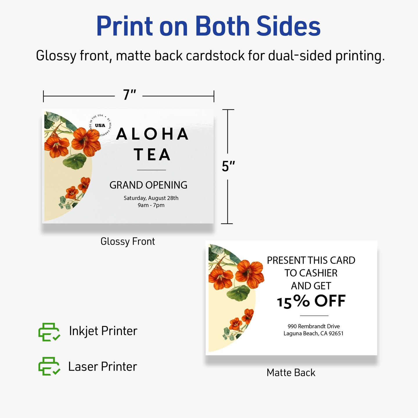 Avery Glossy White Invitation Cards, 5&#x22; x 7&#x22; Rectangle