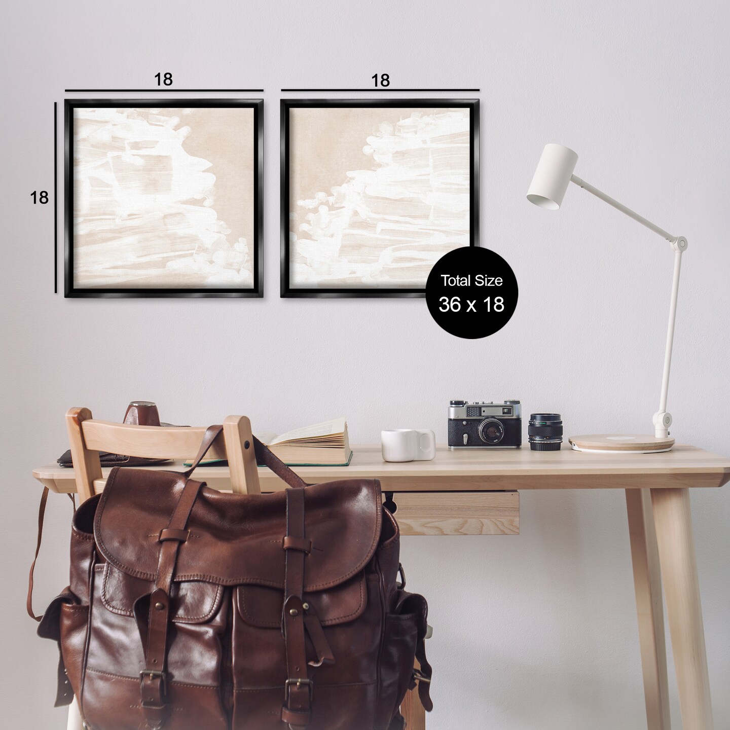 Stupell Industries Abstract Cream Layered Strokes 2 pc Framed Floater Canvas Wall Art Set Design by June Erica Vess