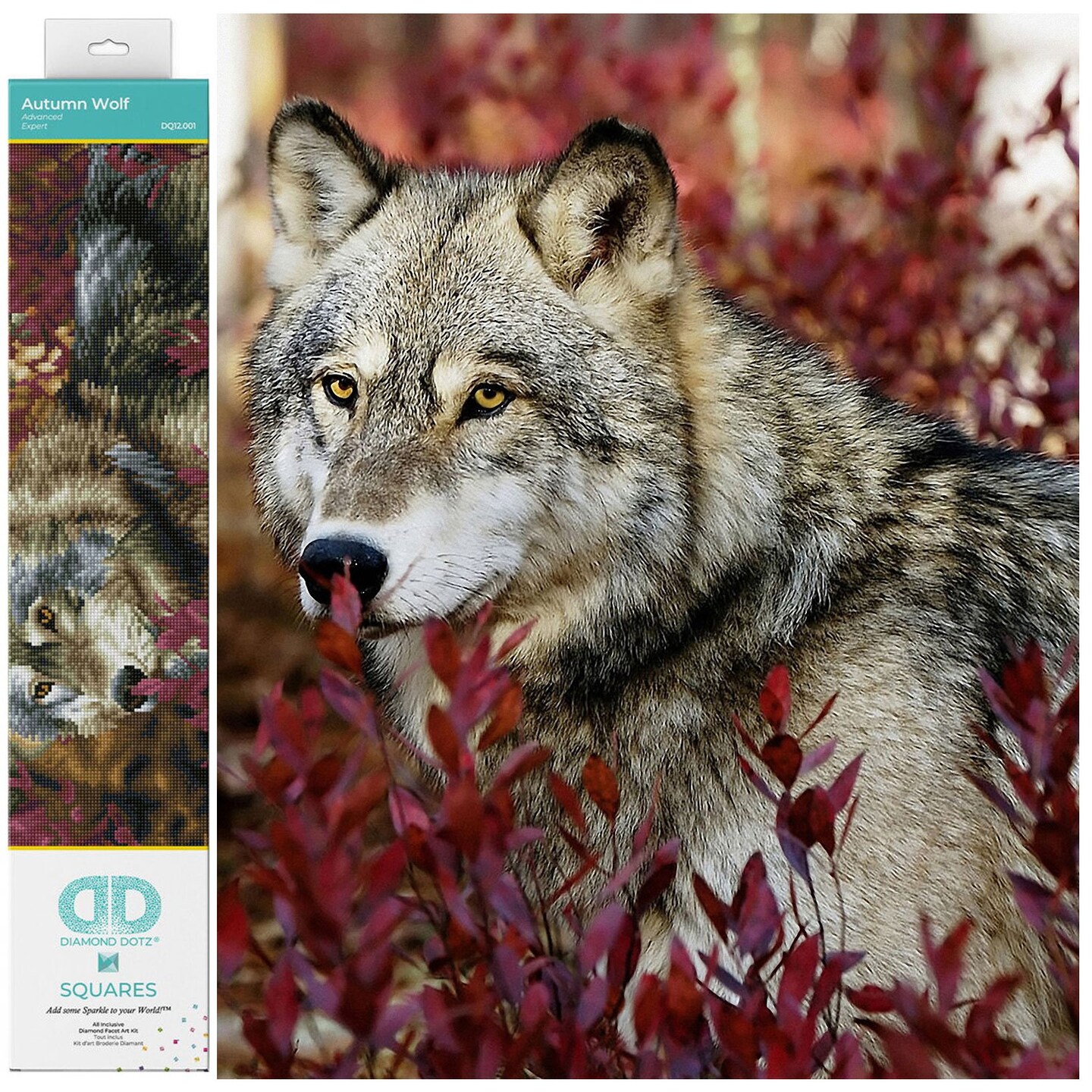 Diamond Dotz Autumn Wolf Diamond Painting Kits for Adults - Diamond Art Kits a Relaxing Creative Craft Kit with Dotz Gems 16.5x22.4