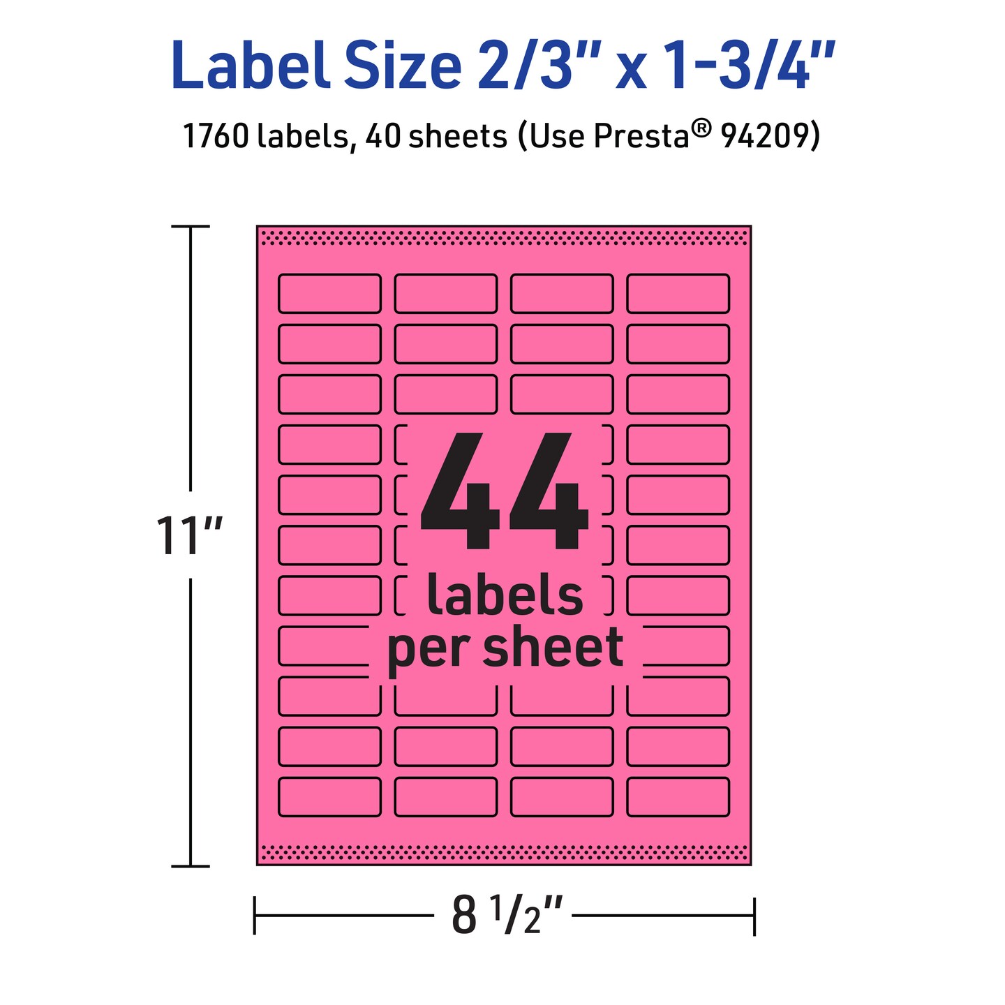 Avery Bright Pink Paper Labels, 2/3&#x22; x 1-3/4&#x22; Rectangle